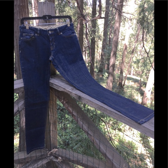 Lands End Canvas 5 pocket blue low rise dark wash denim straight leg je… - Picture 1 of 2